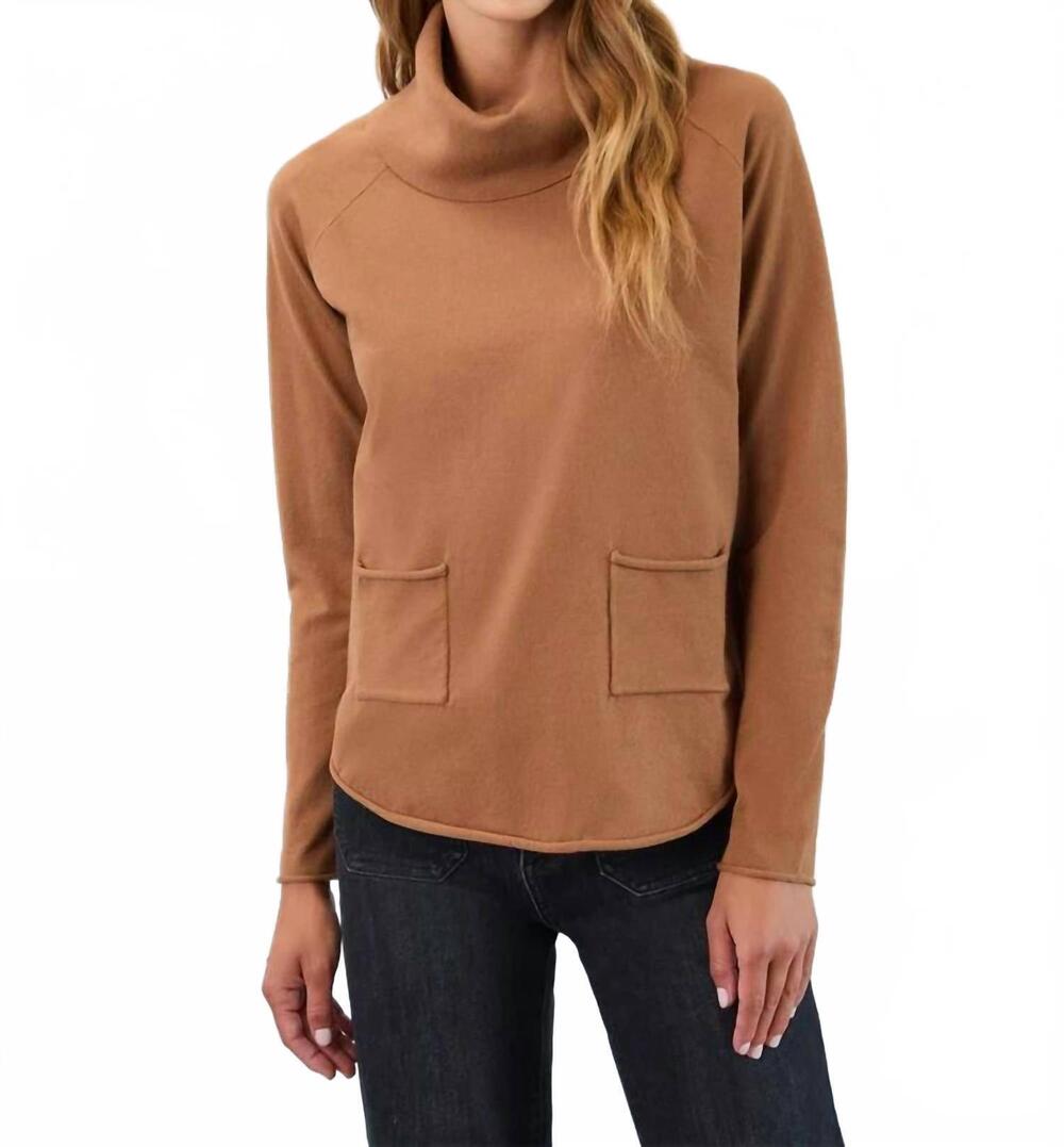 NEW FDJ carolina cowl neck sweater in bronze caramel